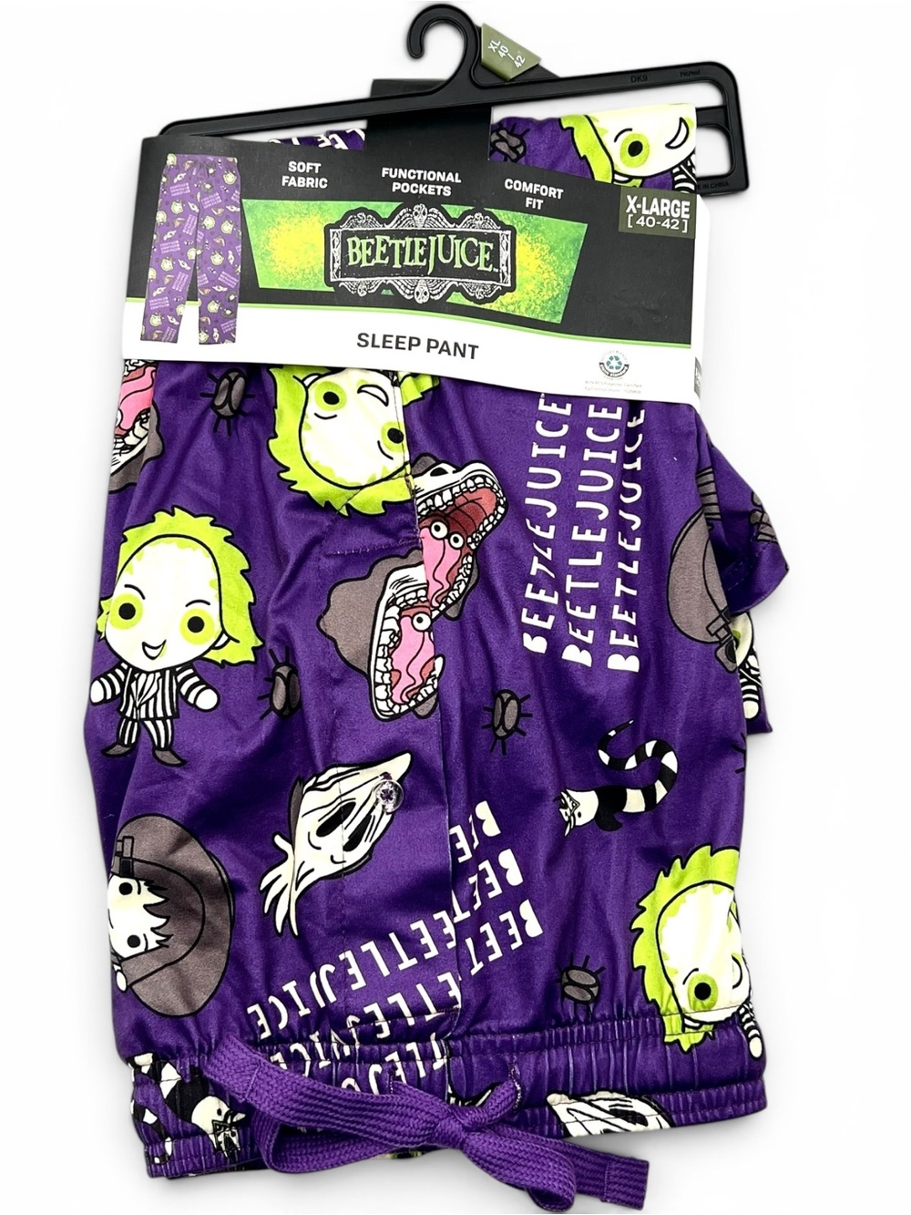 Beetlejuice Bioworld Chibi Sandworm Graphic Pajama Lounge Sleep Pants Mens XL - Picture 4 of 6